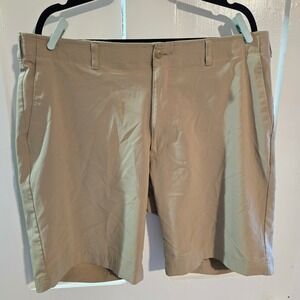 Ben Hogan Mens Performance Golf Shorts 40W Khaki Tan Flat Front Active Waistband